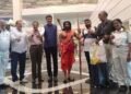 భోగాపురం అంతర్జాతీయ విమానాశ్రయంలో తొలి ప్రయాణికుడికి ఘనస్వాగతం పలికిన ‘మన్యం దీరుడు’ హీరో ఆర్.వి.వి సత్యనారాయణ